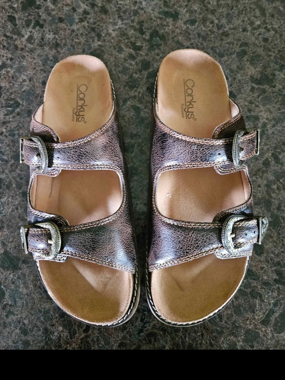 Corkys Bronze Double-Buckle Slides